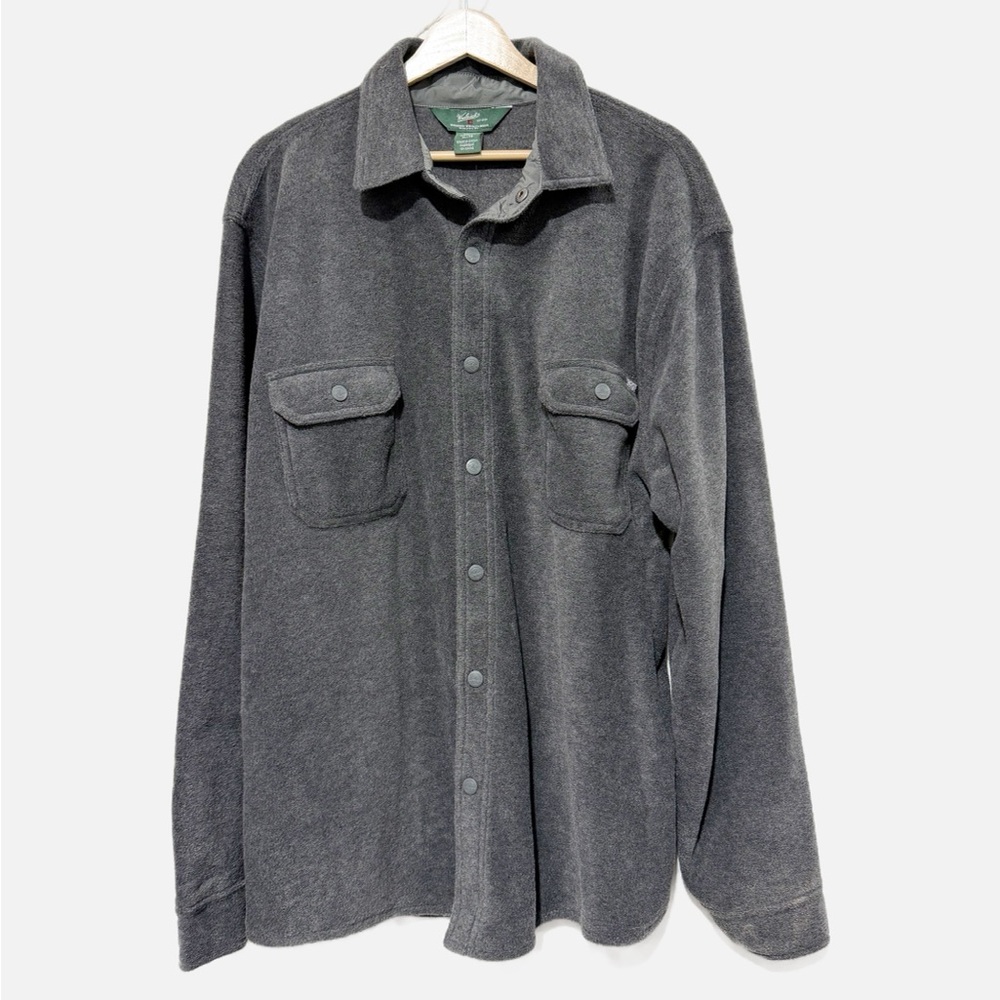 NWT Woolrich Men's Andes Fleece Shacket Dark Gray Snap Front Layer Hike Size XL